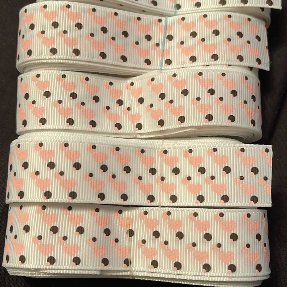Grosgrain Ribbon 7/8” 5 yards 5/$20 hair bows shipping supplies hearts polka dot